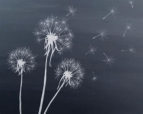 Dandelions Make A Wish Black And White Painting By Michelle Felmlee