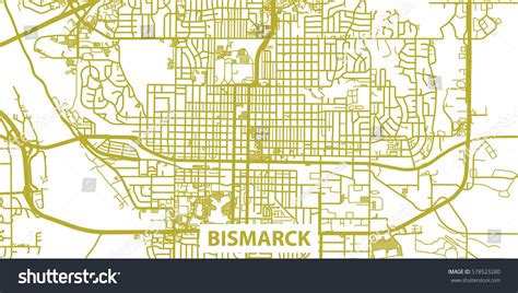 Detailed Vector Map Of Bismarck In Gold With Royalty Free Stock