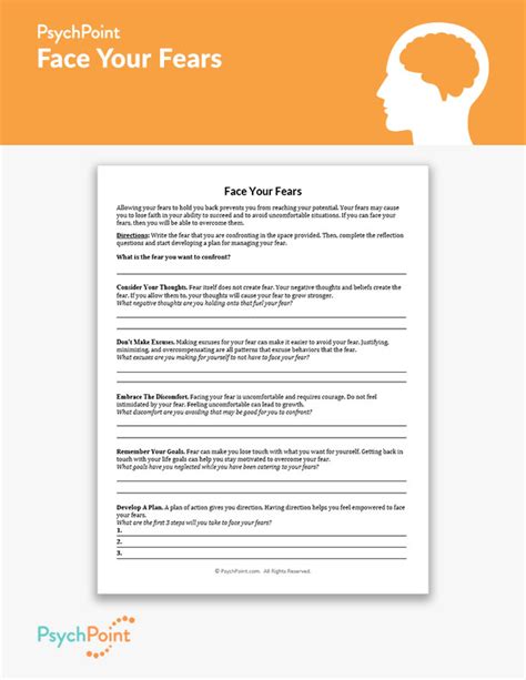 Face Your Fears Worksheet Psychpoint