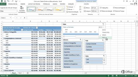 Curso De Excel 2013 Módulo 7 04 08 Usar Segmentações De Dados Linha Do Tempo E Gráficos