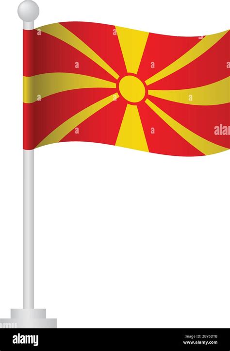 Macedonia Flag National Flag Of Macedonia On Pole Vector Stock Vector