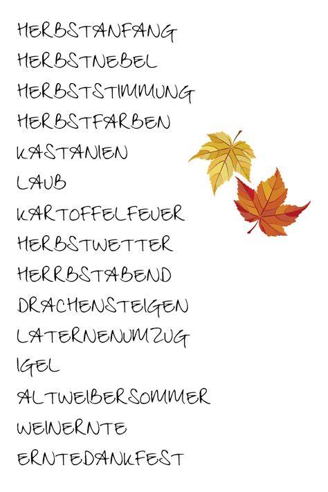 Der Herbst in Wörtern | Herbst, Herbst wetter, Wörter
