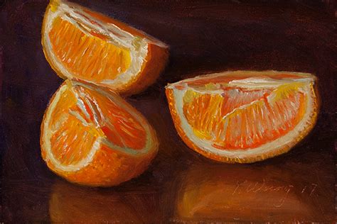 Wang Fine Art Slices Of Orange Still Life Fruit Painting A Day Daily