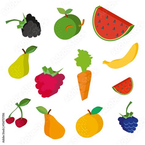 Vector Collection Of Fruits And Berries Imágenes De Archivo Y