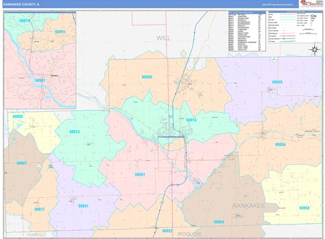 Kankakee County Il Wall Map Color Cast Style By Marketmaps Mapsales