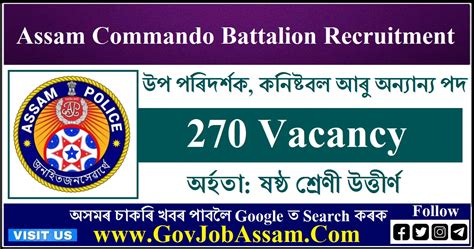 Assam Commando Battalion Recruitment 2023 270 SI Constable Other