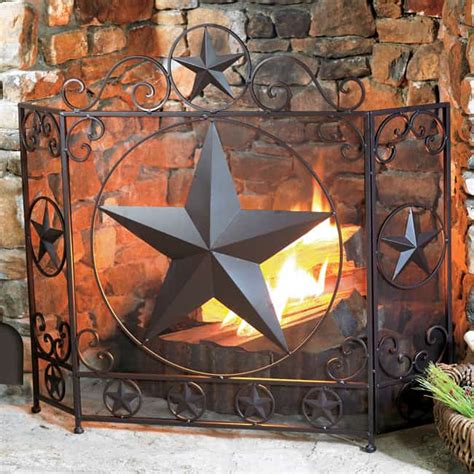 Lone Star Rustic Fireplace Screen Western Decor