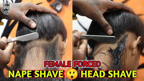 ASMR FORCED NAPE SHAVE Forced Headshave Woman Forced Nape Shave