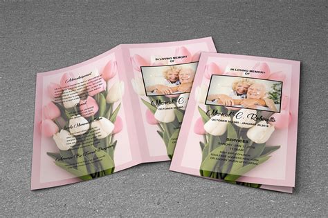 Tulips Flower Funeral Program V01 Photoshop Templates Creative Market