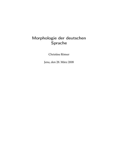 Pdf Morphologie Der Deutschen Sprache Utb 2811 2006