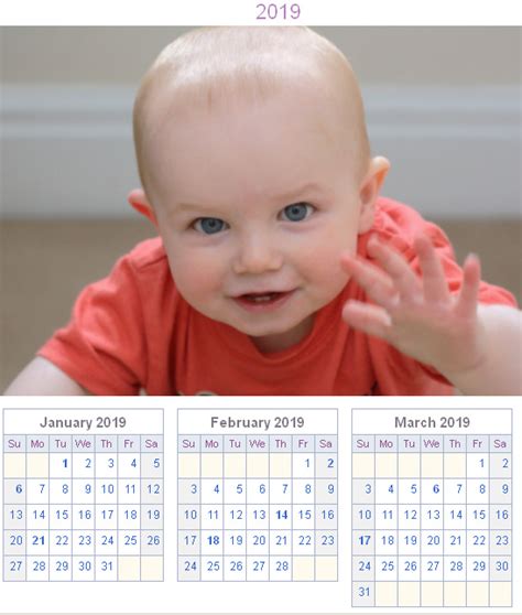 Calendar generator, printable photo and age calendar