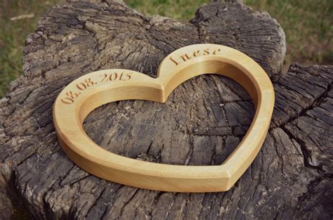Personalized Engraved Wooden Heart Custom Wood Wedding T Wedding