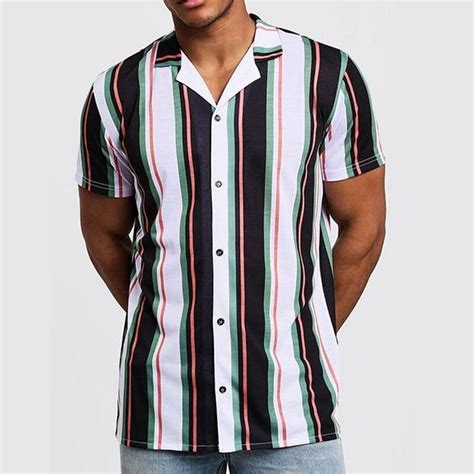 Incerun 2020 Shirt Summer Fashion Brand Shirt Men Short Sleeve Striped