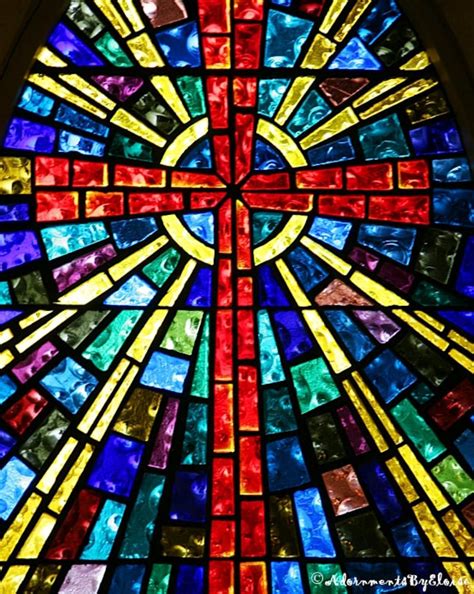 Cross Stained Glass Window Religious Art Architectural Etsy