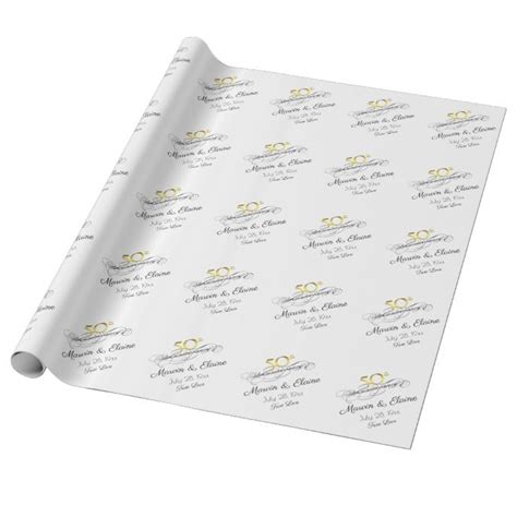 50th Wedding Anniversary Modern Wrapping Paper Custom Twrap Papercraft Wrappingpaper Ts