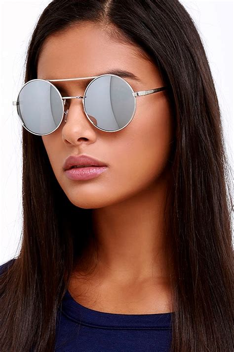 Cool Round Sunglasses Silver Sunglasses Mirrored Sunglasses 1600 Lulus