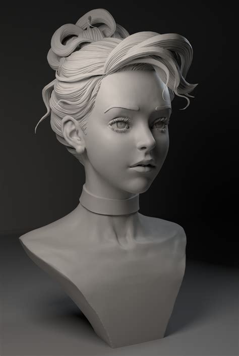 Artstation Girl Le Le Zhang Portrait Sculpture Sculpture Digital