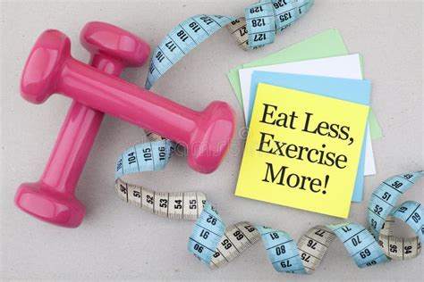Eat Less Exercise More Diet Concept Stock Image Image Of Message Measure 48779757