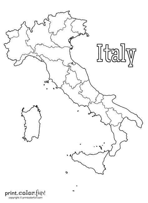 Map Of Italy Print Color Fun Free Printables Coloring Pages