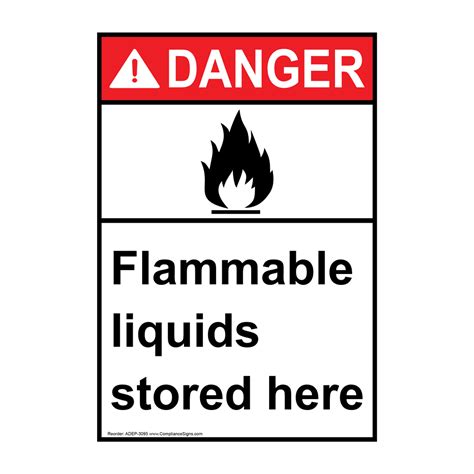 ANSI DANGER Flammable Liquids Stored Here Sign ADE 3095 Flammable