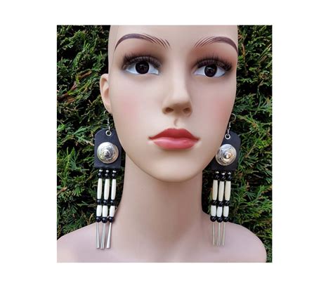 Native American Earrings Leather Earring Bone Jewelry Etsy UK