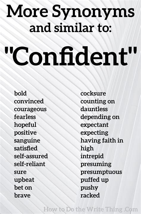 More Synonyms For Confident In 2021 Good Vocabulary Words Essay