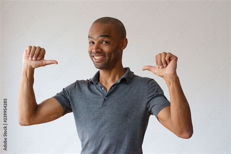 Cheerful Afro American Guy Proud Of Himself Smiling Young Black Man