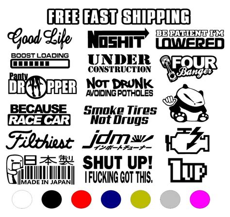 Jdm 10 Random Car Sticker Decal Pack Lot Boost Racing Funny Tuner Low