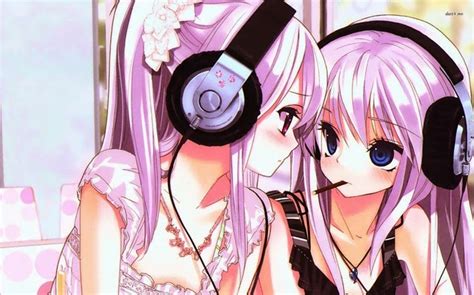 The Movie Wallpaper Anime Girls Listening Music With