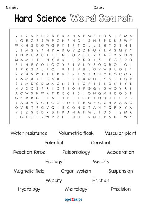 Printable Word Search Science Customize And Print
