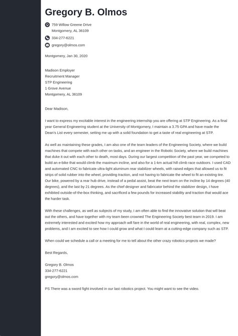 Engineering Internship Cover Letter Examples And Guide