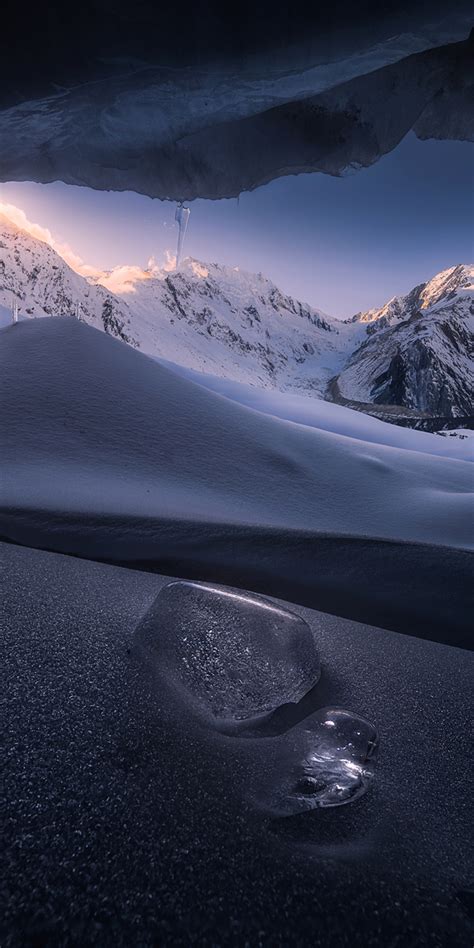 Download Wallpaper 1080x2160 Tibet Cave Glacier High Mountain Nature