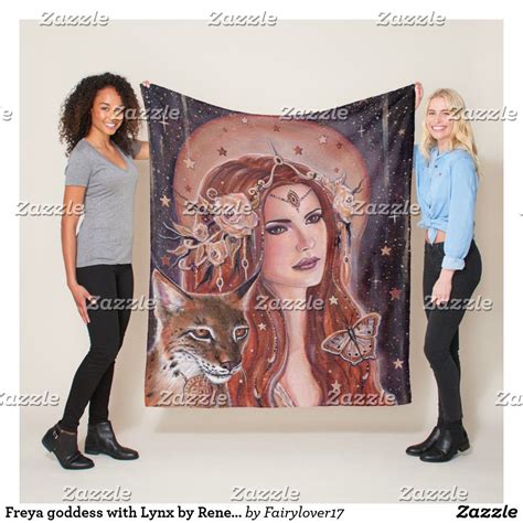 Freya Goddess With Lynx By Renee Lavoie Fleece Blanket Freya Goddess Goddess Art Nordic