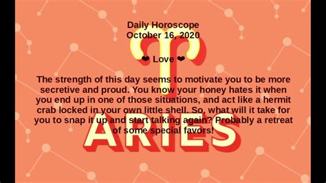 Aries Horoscope October 16 2020 Youtube