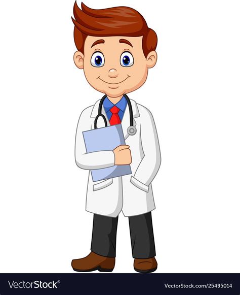 Illustration Of Cartoon Male Doctor Holding A Clipboard Download A