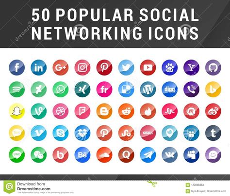 50 Popular Social Media Icons Editorial Stock Photo Illustration Of