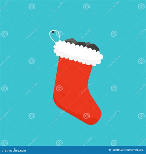 Christmas Stocking Full Of Coal Stock Vector Illustration Of Bumpy Floor