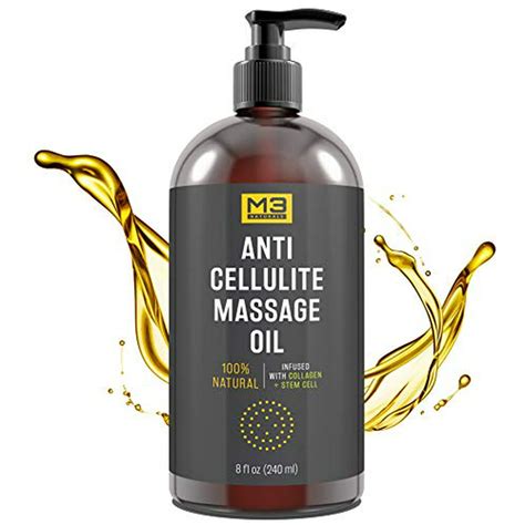 M3 Naturals Anti Cellulite Massage Oil Infused With Collagen And Stem Cell All Natural Lotion