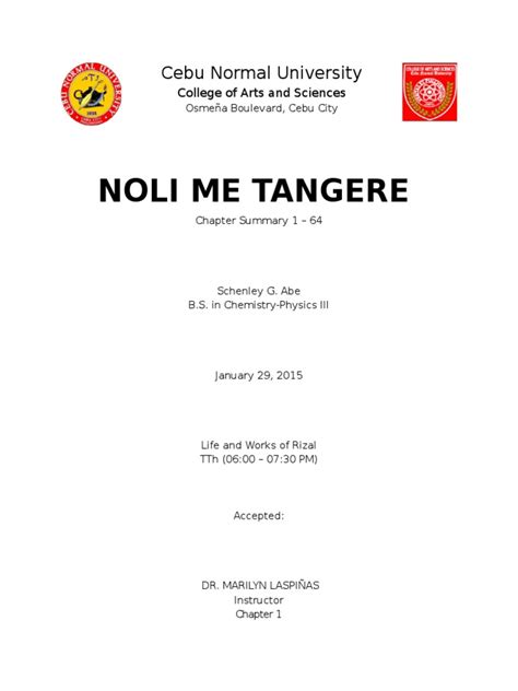Noli Me Tangere Summary By Chapter Pdf
