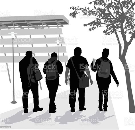Ilustración De Estudiante Siluetas En Campus Y Más Vectores Libres De