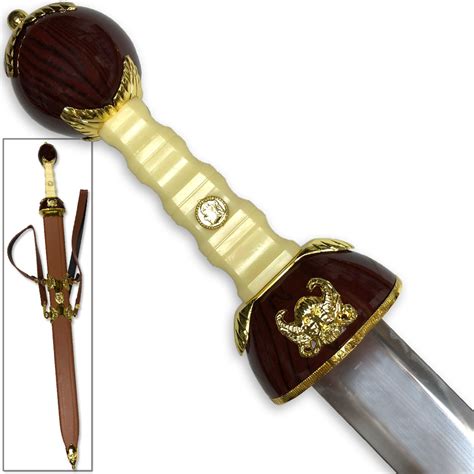 Maximus Roman Gladiator Sword Golden Medieval Gladius Leather Wrapped
