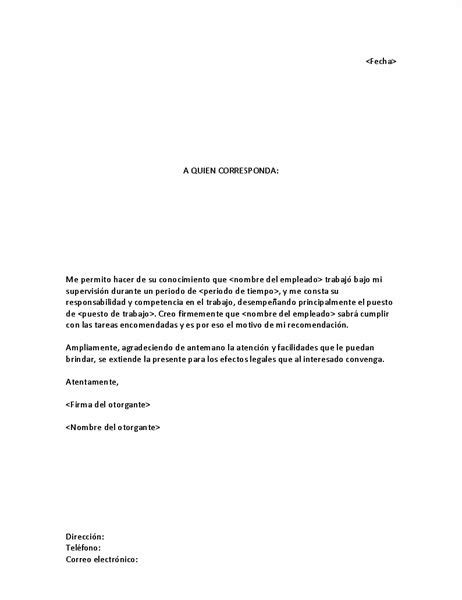 Carta De Recomendacion Cartas De Recomendacion Ejemplo De Carta