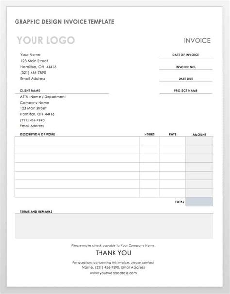 Word Word Document Downloadable Invoice Template