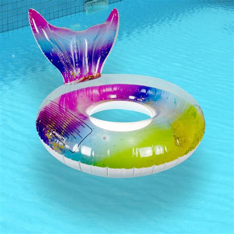 Inflatable Rubber Swimming Ring Glitter Lounge Pool Sea Travel Holiday