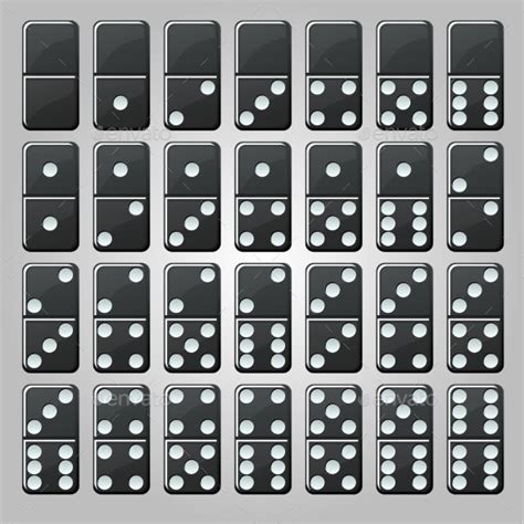 Vector Set Of Isolated Black Classic Dominoes Vectors Graphicriver