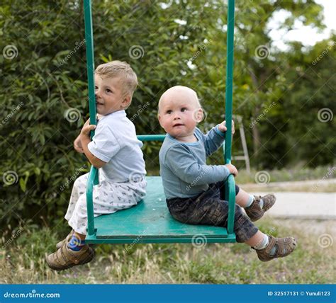 Portrait Of Two Little Boys Playing Stock Image Image Of Childhood