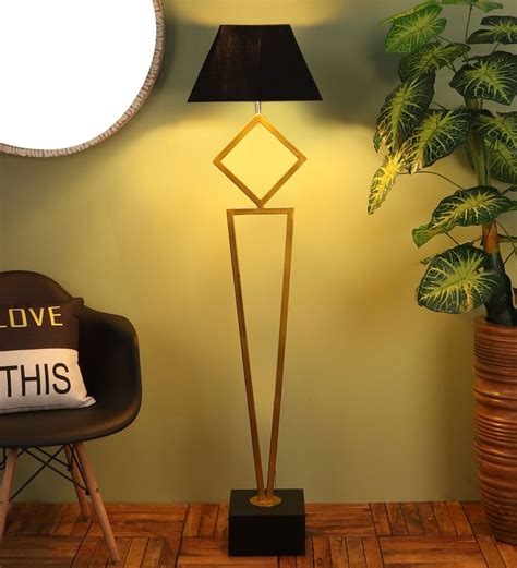 Buy Black Shade Floor Lamp With Mango Wood Base By The Lighting Hub