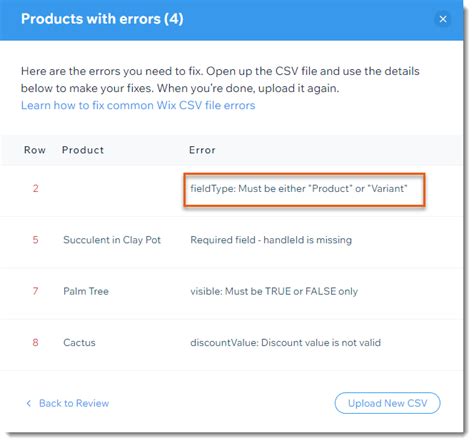 Wix Stores Product Import Error Messages Help Center