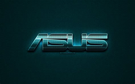 Download Wallpapers Asus Glitter Logo Creative Blue Metal Background