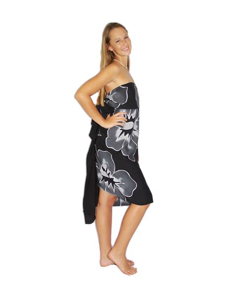 Hibiscus Sarong Black And Gray Pareo Island Sarongs